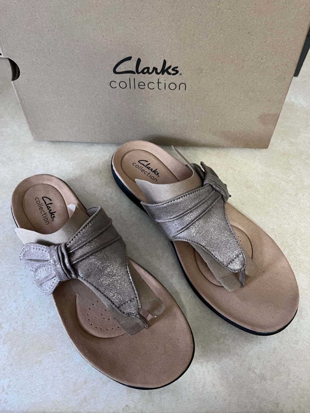 NIB Clarks Laurieann Rae Sandal Taupe Metallic Size 10 N